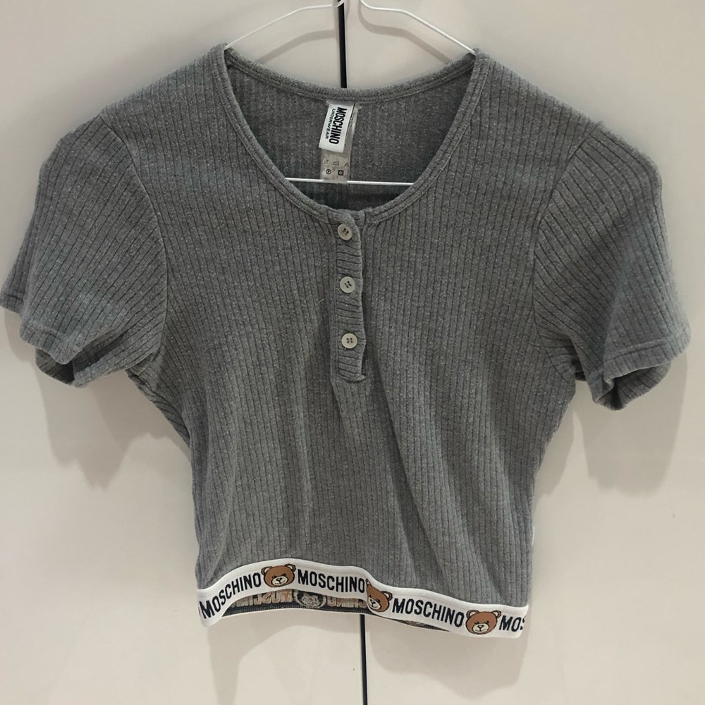Moschino Teddy Bear Gray Crop Top 🐻